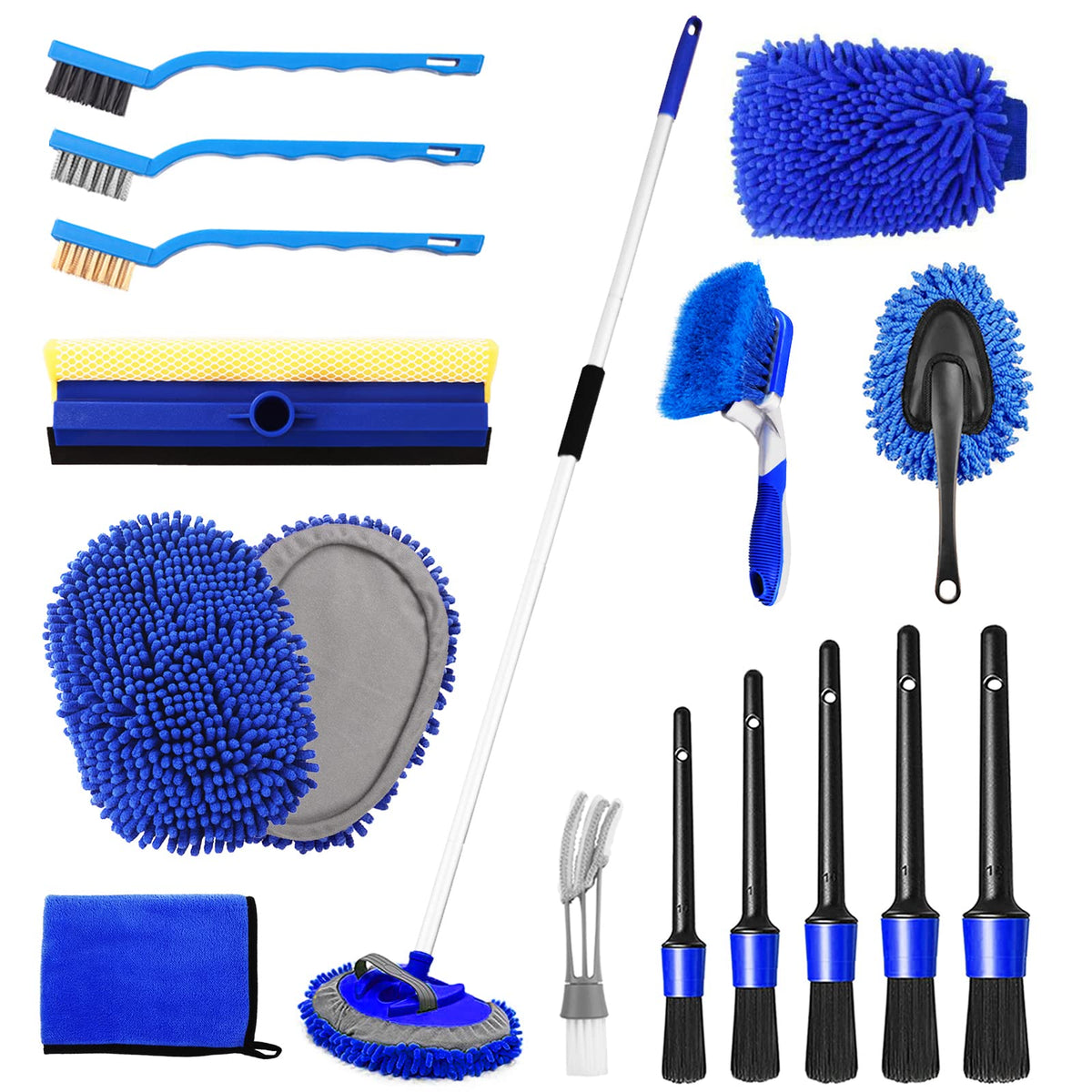 NIKCOSMK car wash kit mitt with soft chenille head for scratch-free cleaning