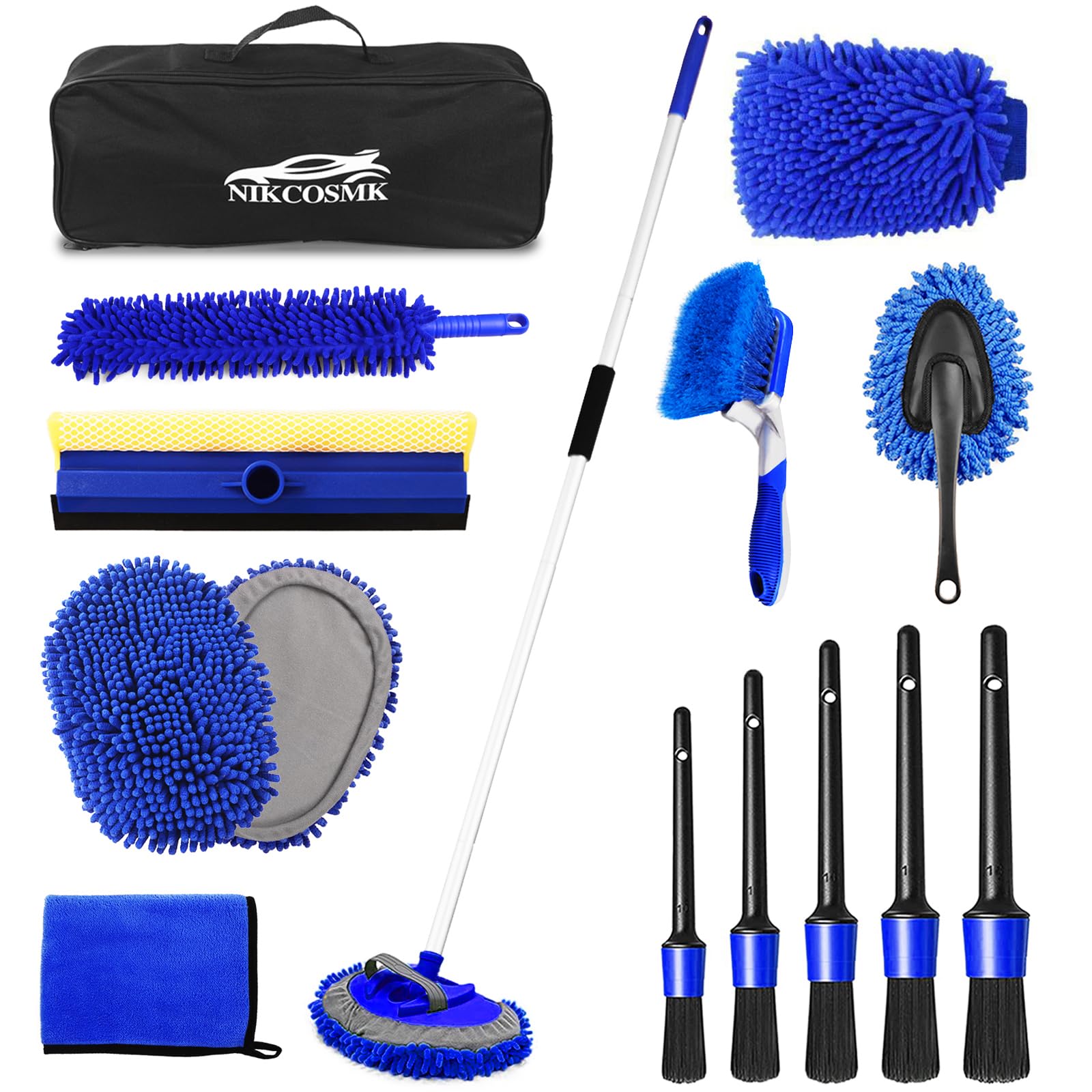 NIKCOSMK 62-inch car wash brush mop extended reach for tall surfaces.