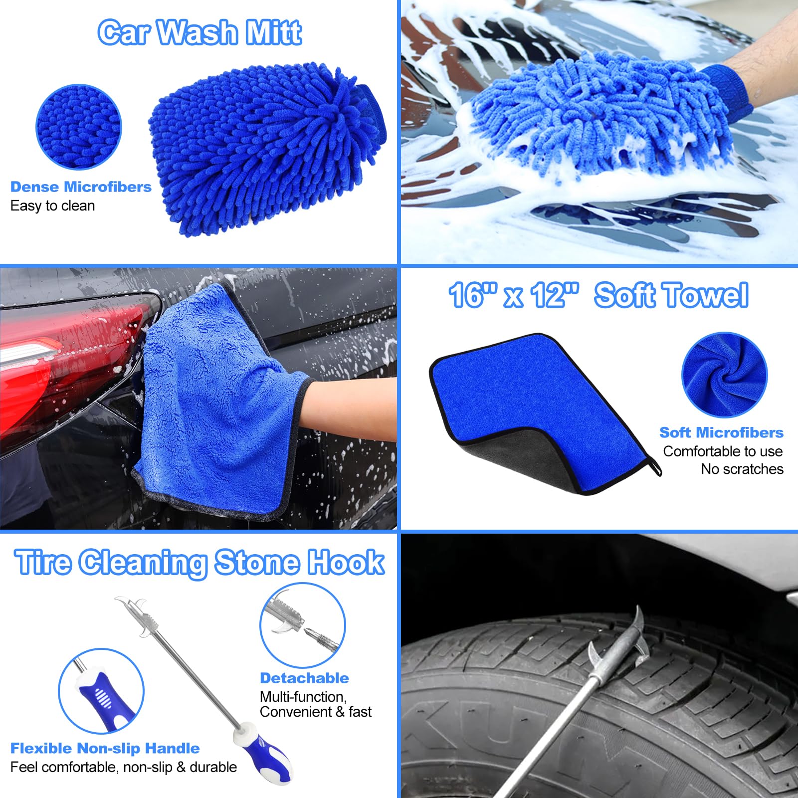 NIKCOSMK bendable 360-degree wheel brush reaches hard-to-access areas.
