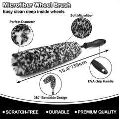 NIKCOSMK car-tire-brush cleans tires safely with soft bristles.