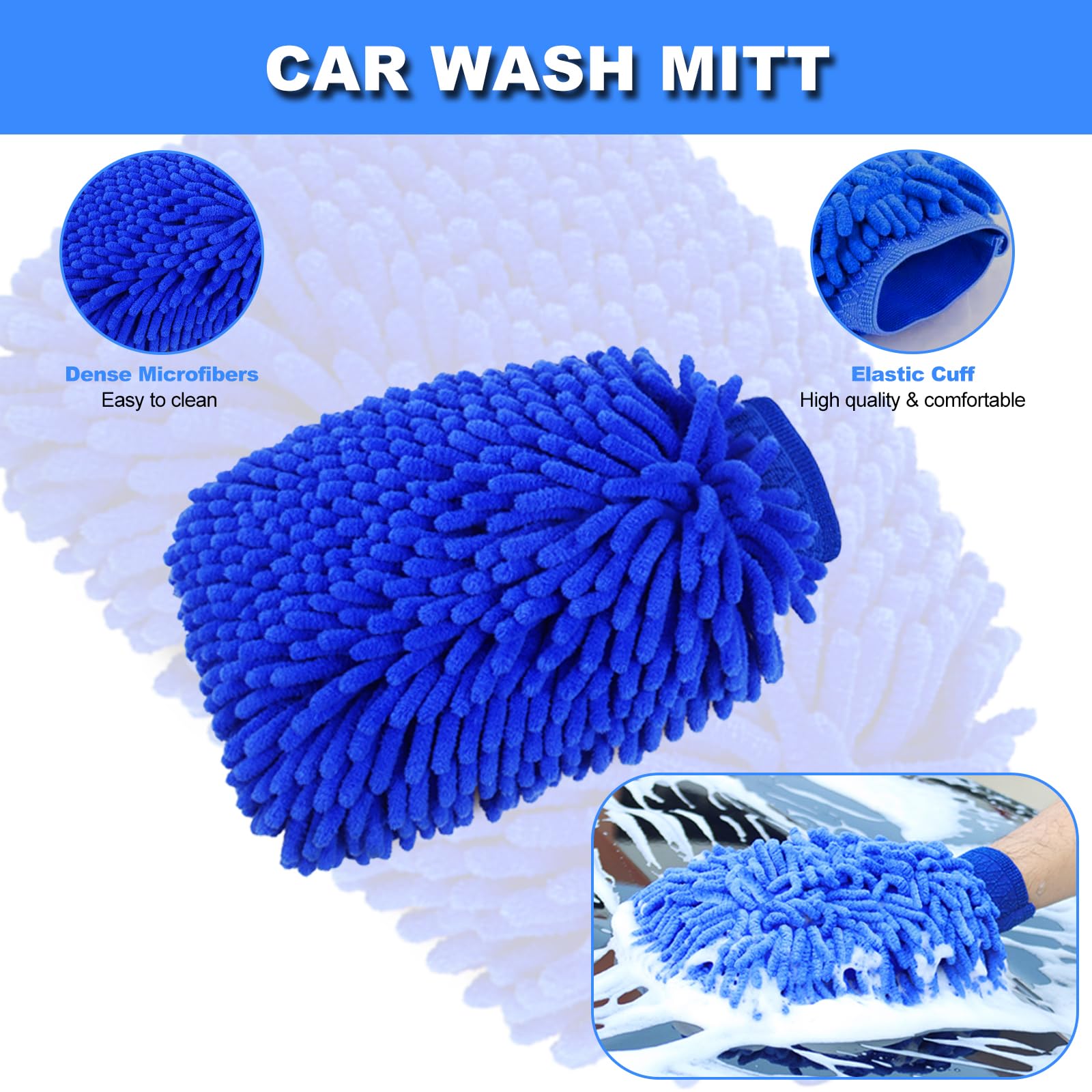 NIKCOSMK chenille car wash glove for plush, scratch-free washing