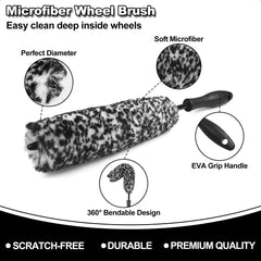 NIKCOSMK long-handle wheel brush for easy reaching and gentle scrubbing