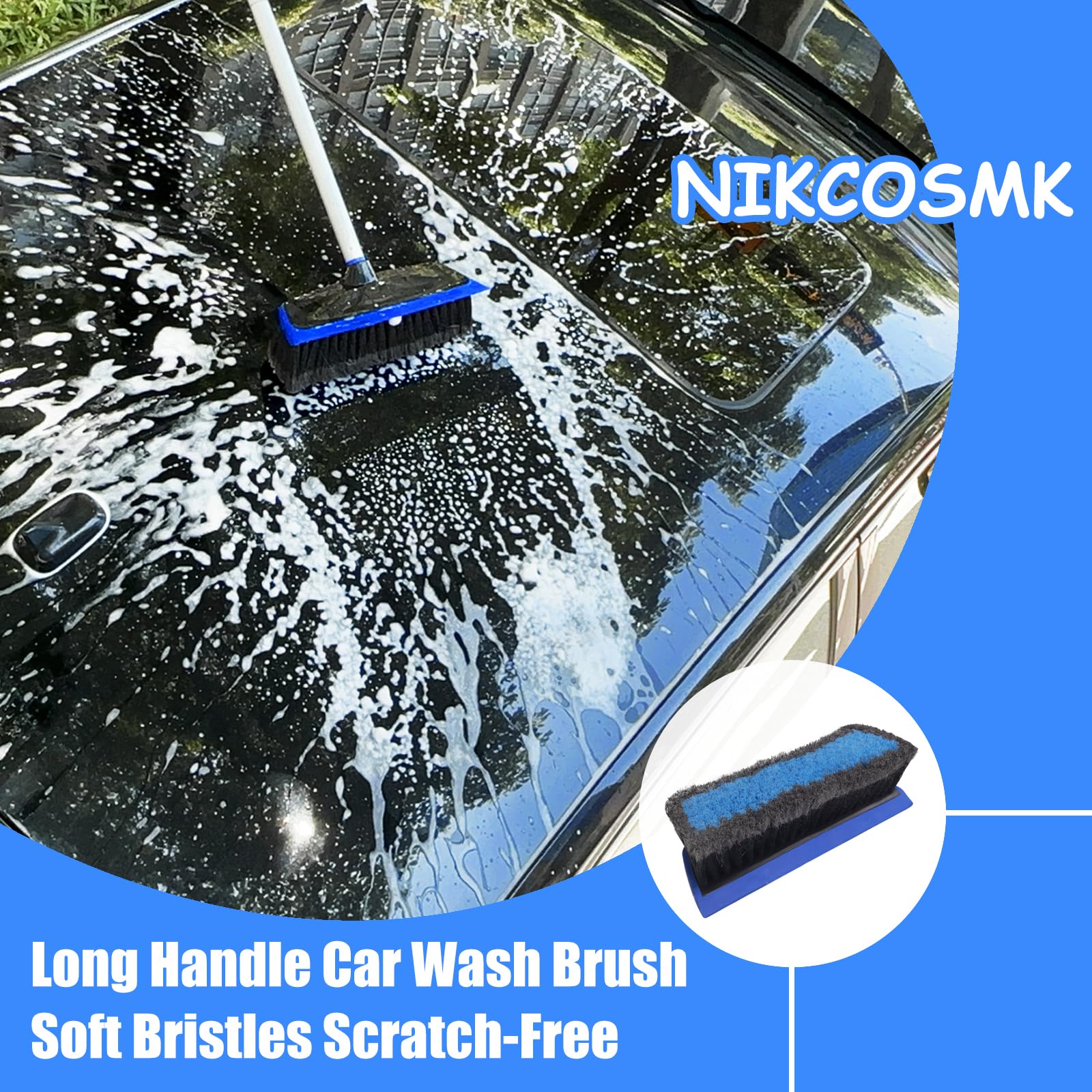 NIKCOSMK soft-bristle car wash brush head protecting car finishes