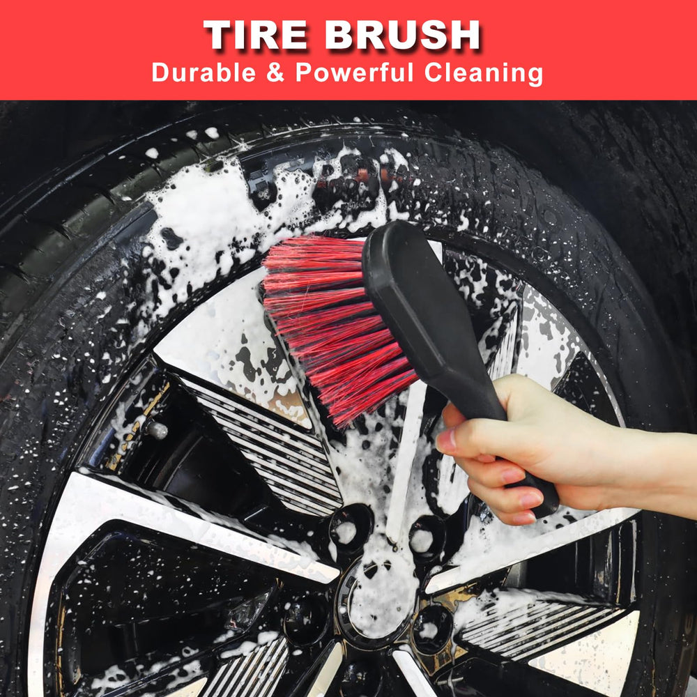 NIKCOSMK tire brush scrubbing dirt from tire surface