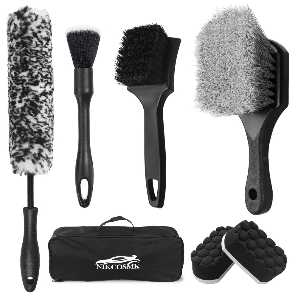 NIKCOSMK ultra-soft woolies wheel brush cleans rims without scratches.