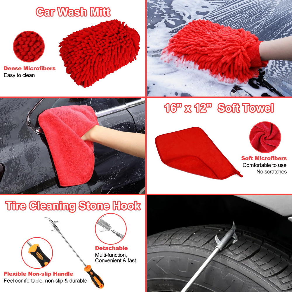 NIKCOSMK wash mitt and towel set ready for car cleaning