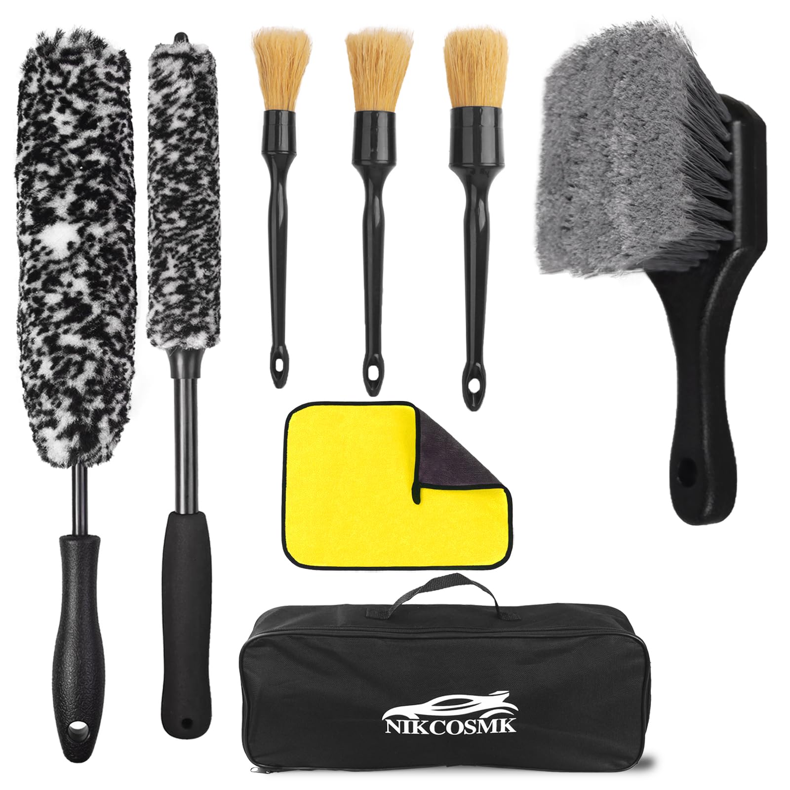 NIKCOSMK wheel brush kit complete set for safe, thorough wheel cleaning