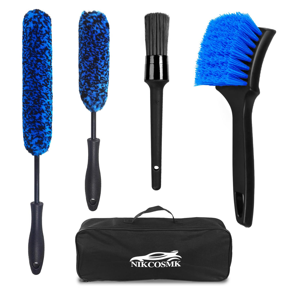 NIKCOSMK wheel brush with soft microfiber head for scratch-free wheels