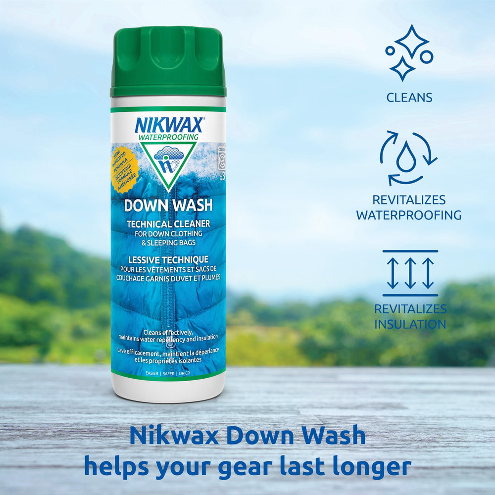Nikwax Down Wash jacket-laundry use demonstrates loft maintenance during washing.