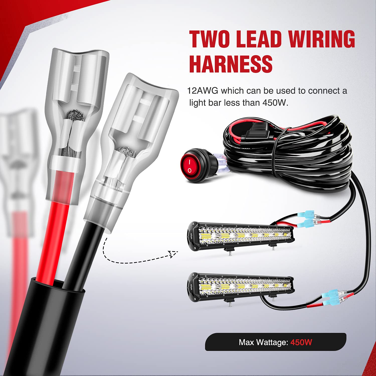 Nilight 10-foot wiring harness laid out for flexible installation.
