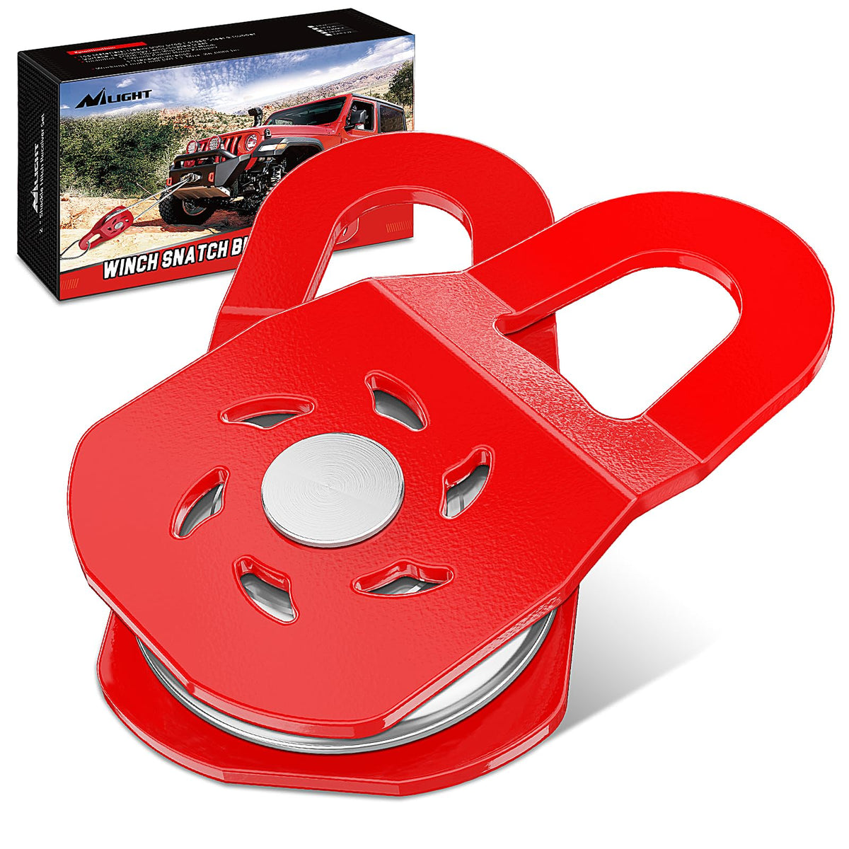 Nilight 10 ton winch snatch block front view shows rugged steel build for heavy duty recovery