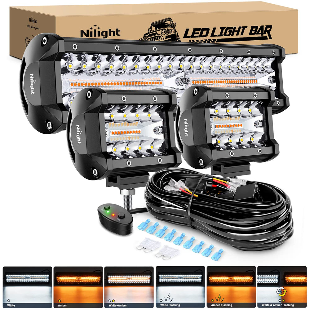 Nilight 12-inch light bar front view improves nighttime off-road visibility.