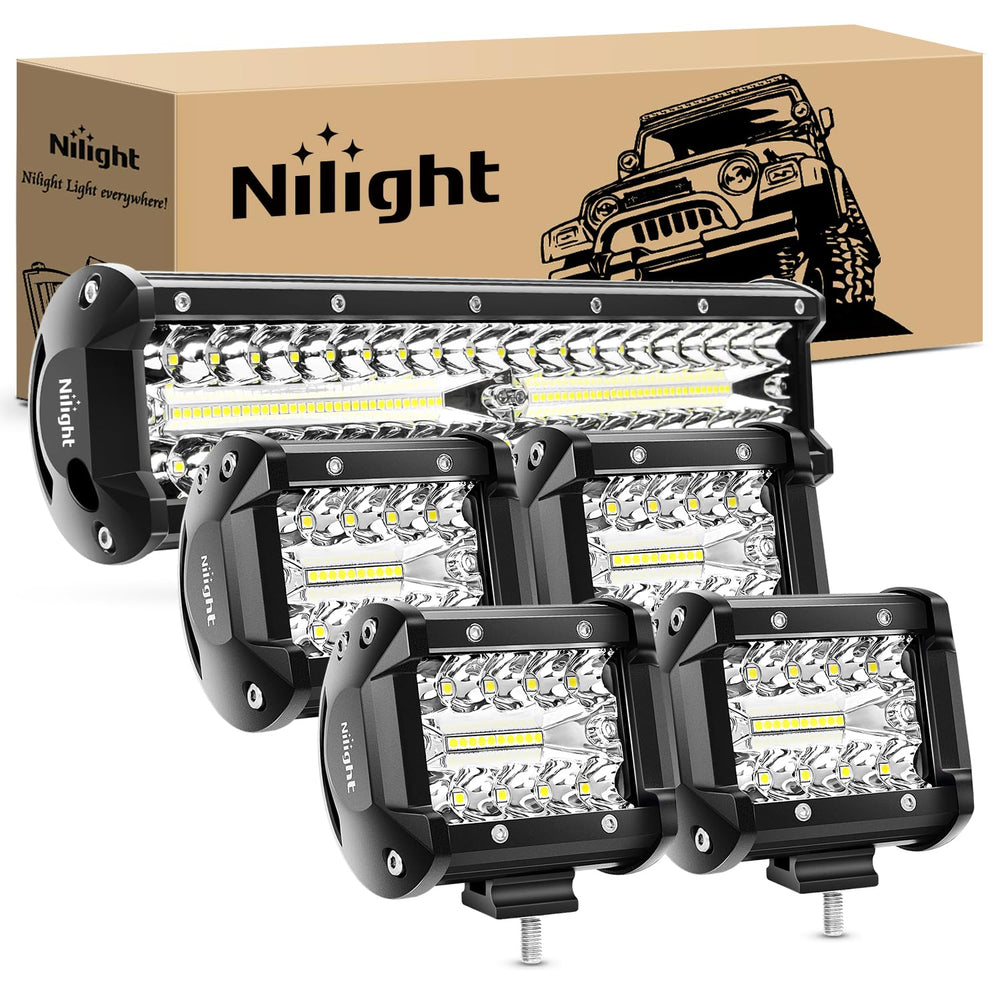 Nilight 12-inch 300W LED light bar delivers high-visibility off-road illumination for night trails.