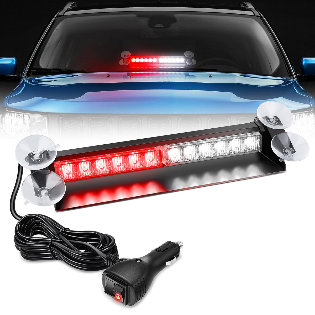 Nilight 12LED traffic advisor front view beacon provides daytime and night visibility.