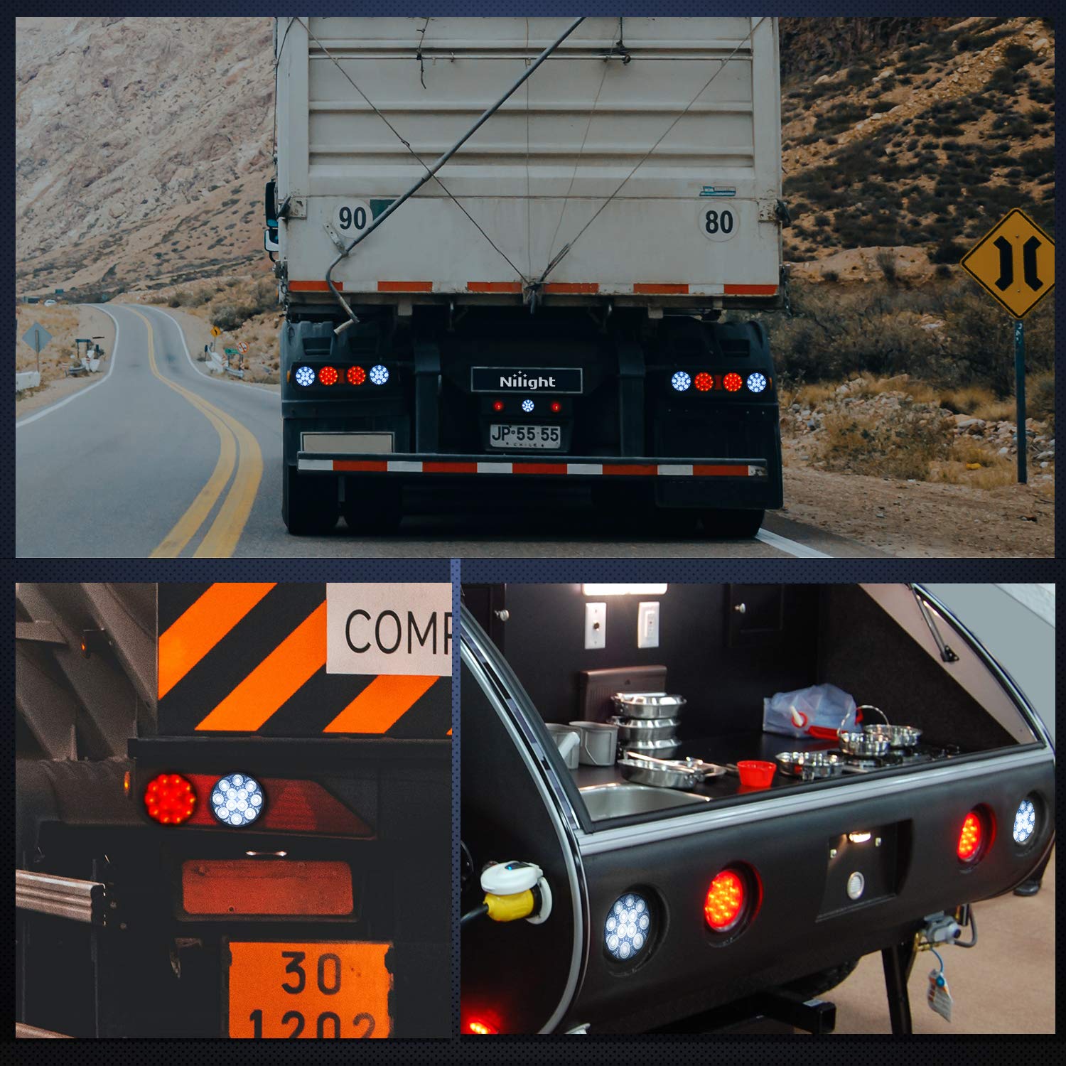Nilight 12V DC-compatible reverse light for trucks, trailers, and more