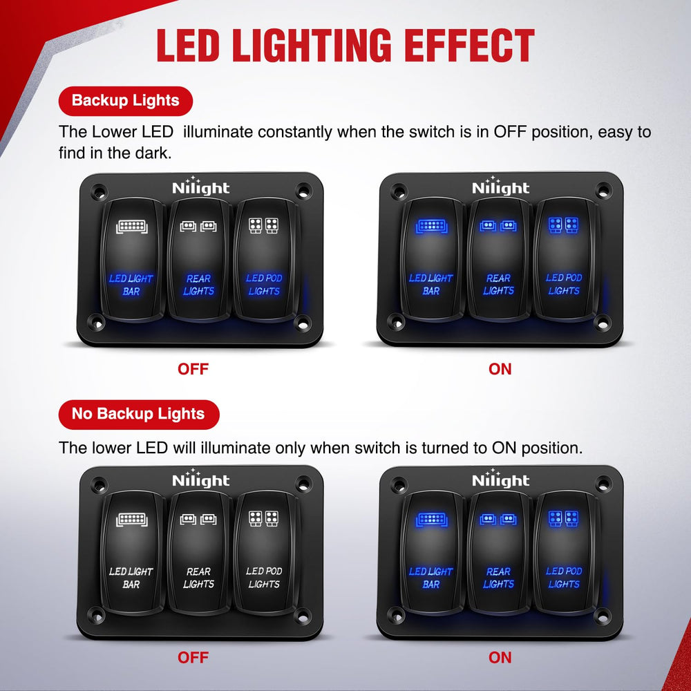 Nilight 12V compatibility fits cars, RVs, ATVs, UTVs, and more.