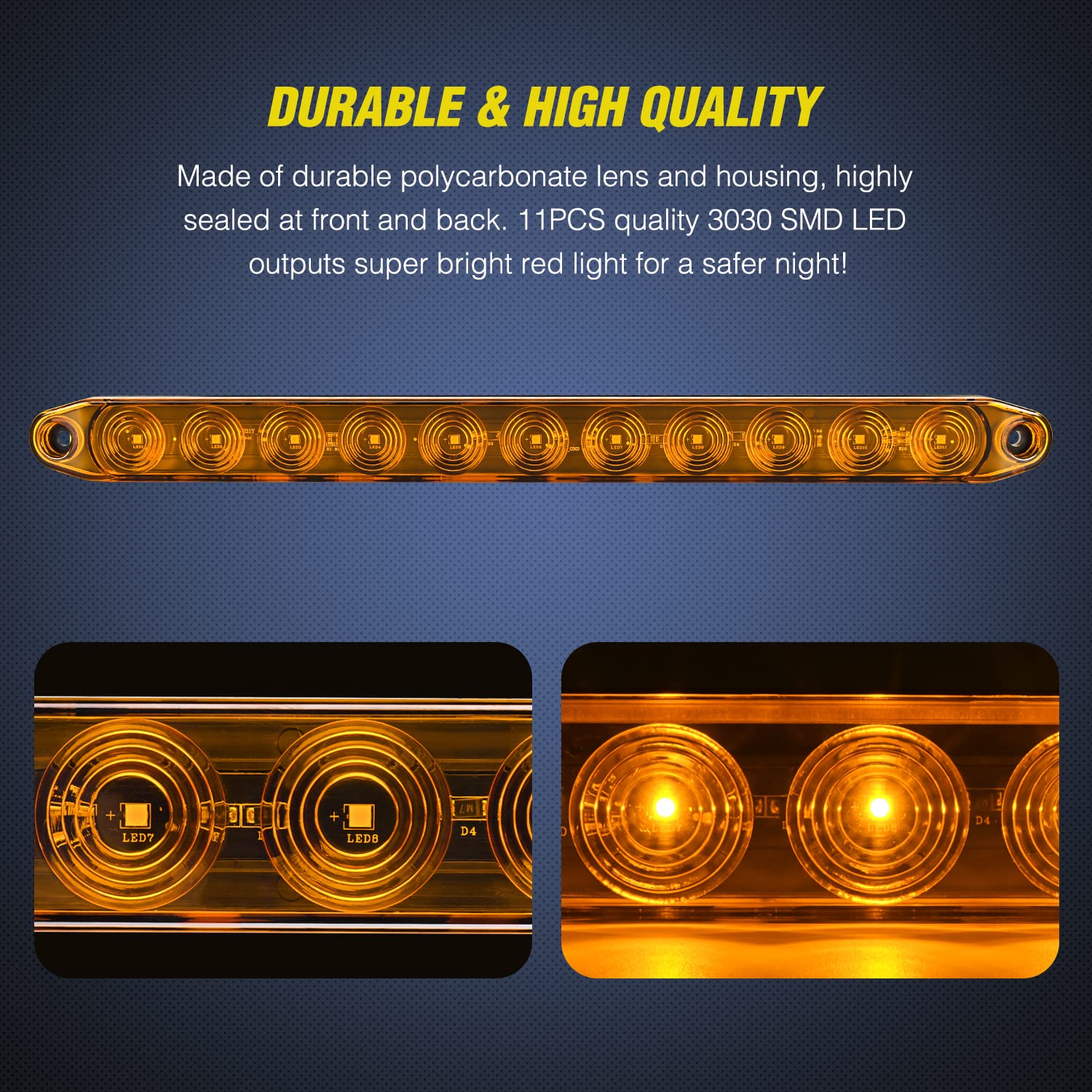 Nilight 16-inch amber marker bar, polycarbonate lens, rugged and weatherproof for outdoor use