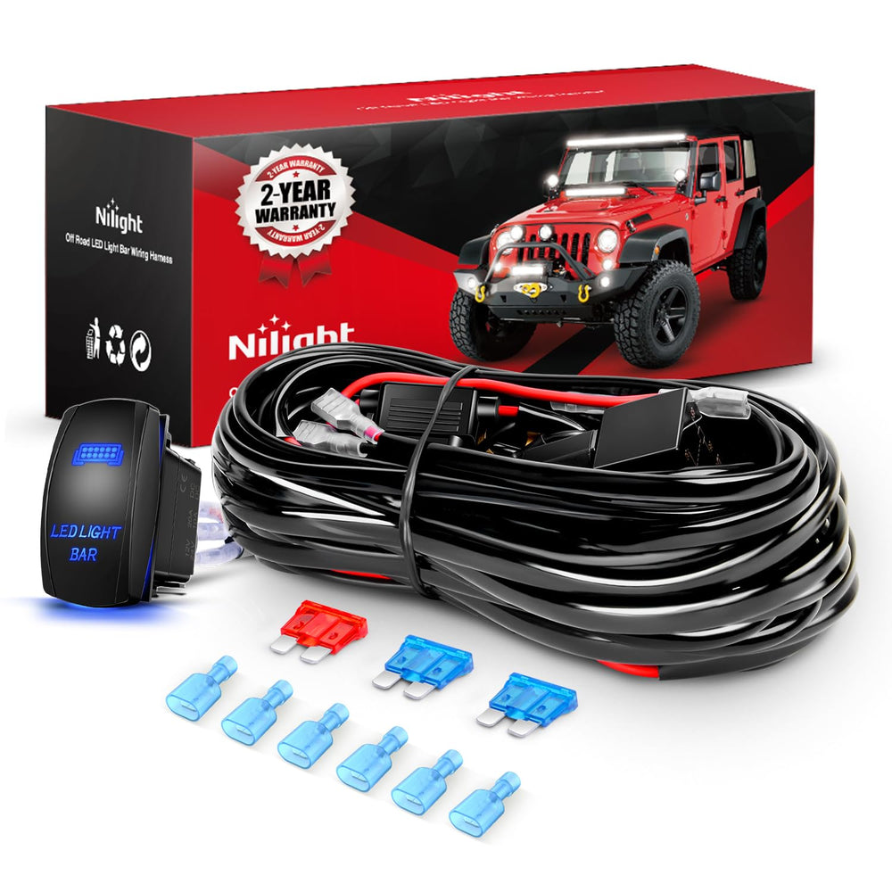 Nilight 16AWG wiring harness with three leads for versatile off-road lighting setups.