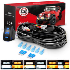 Nilight 16AWG wiring harness with two leads facilitates reliable dual-light setup on 12V vehicles.