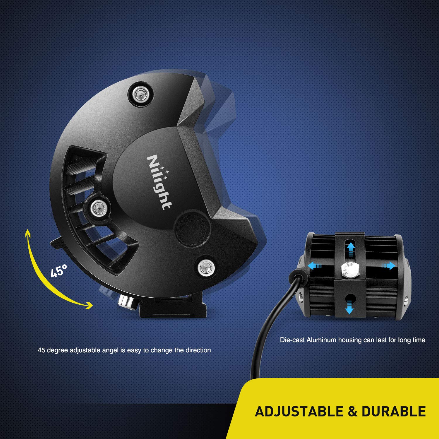 Nilight 18001F-B 10800 lumens total output for strong forward visibility.