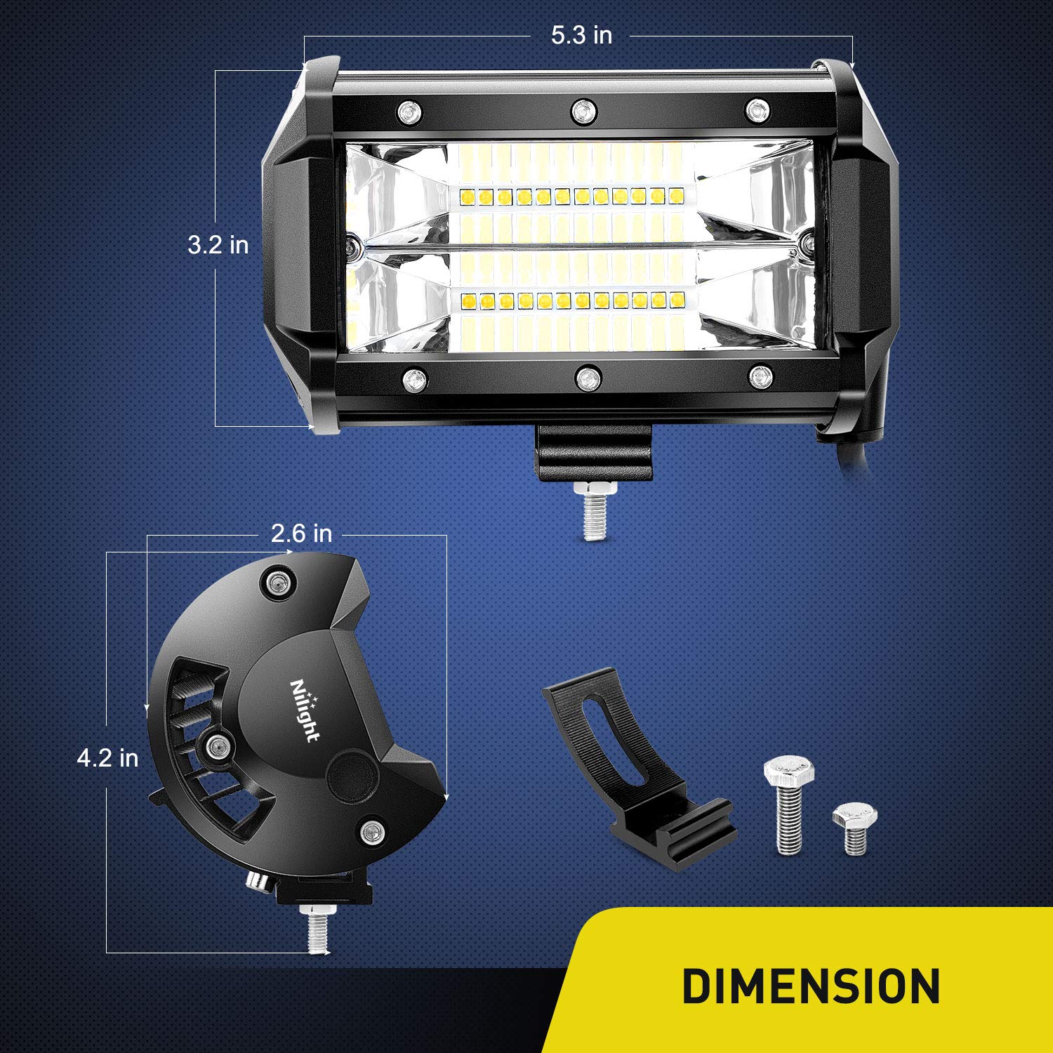 Nilight 18001F-B double row 72W LED beam for wide, even illumination.
