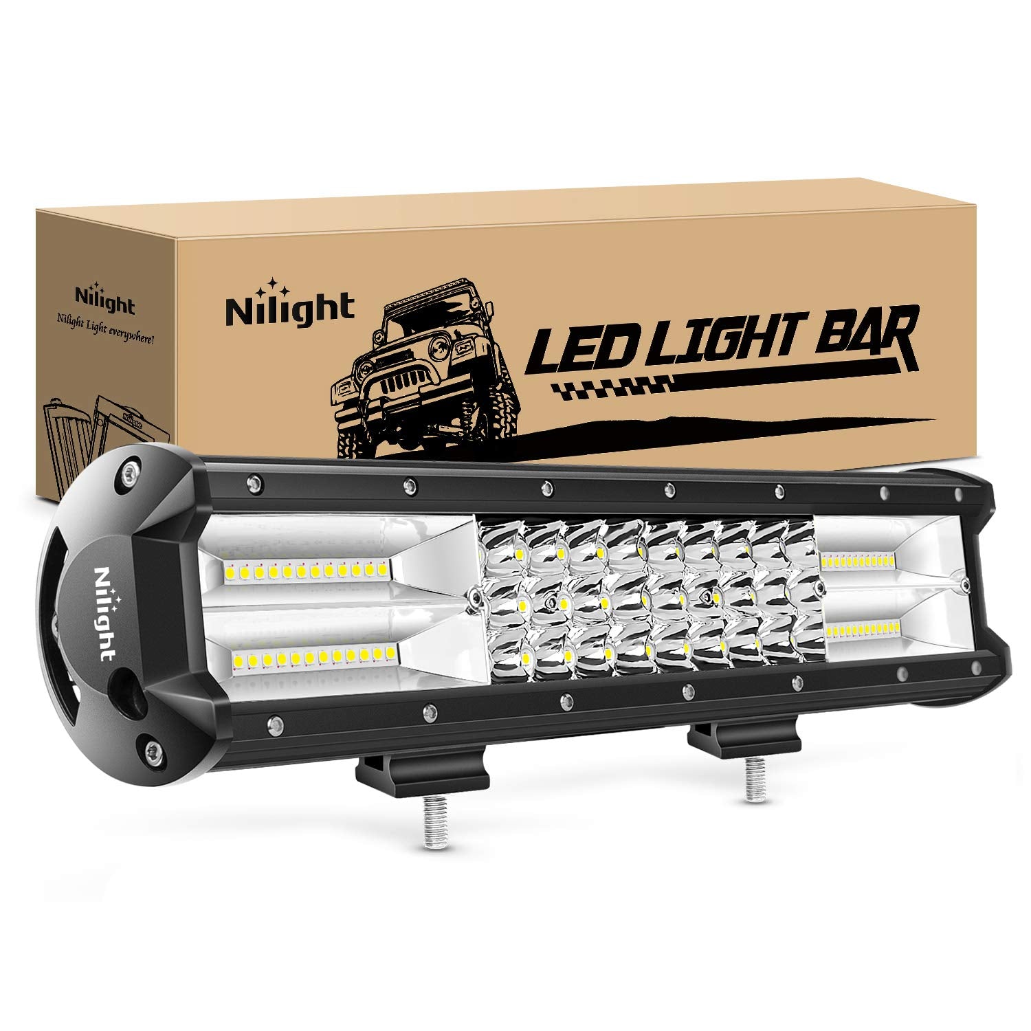 Nilight 18003C-A 15 inch triple row light bar delivers versatile flood and spot illumination