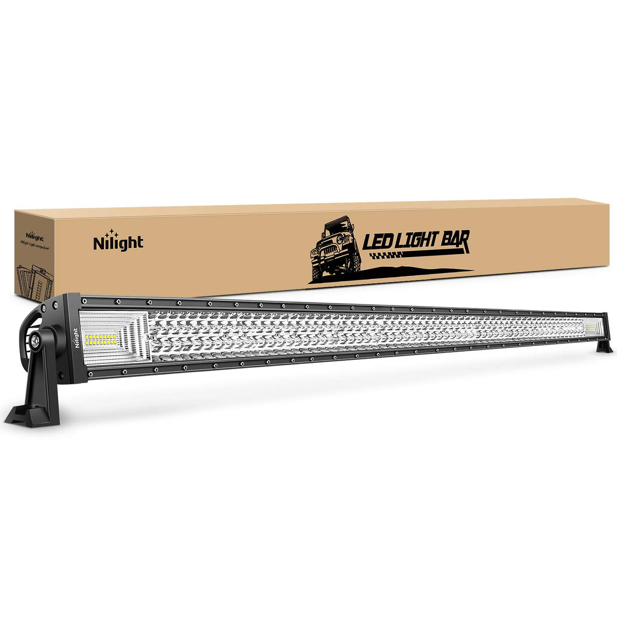 Nilight 18019C-A LED light bar 52inch front view enhances night visibility on rugged roads