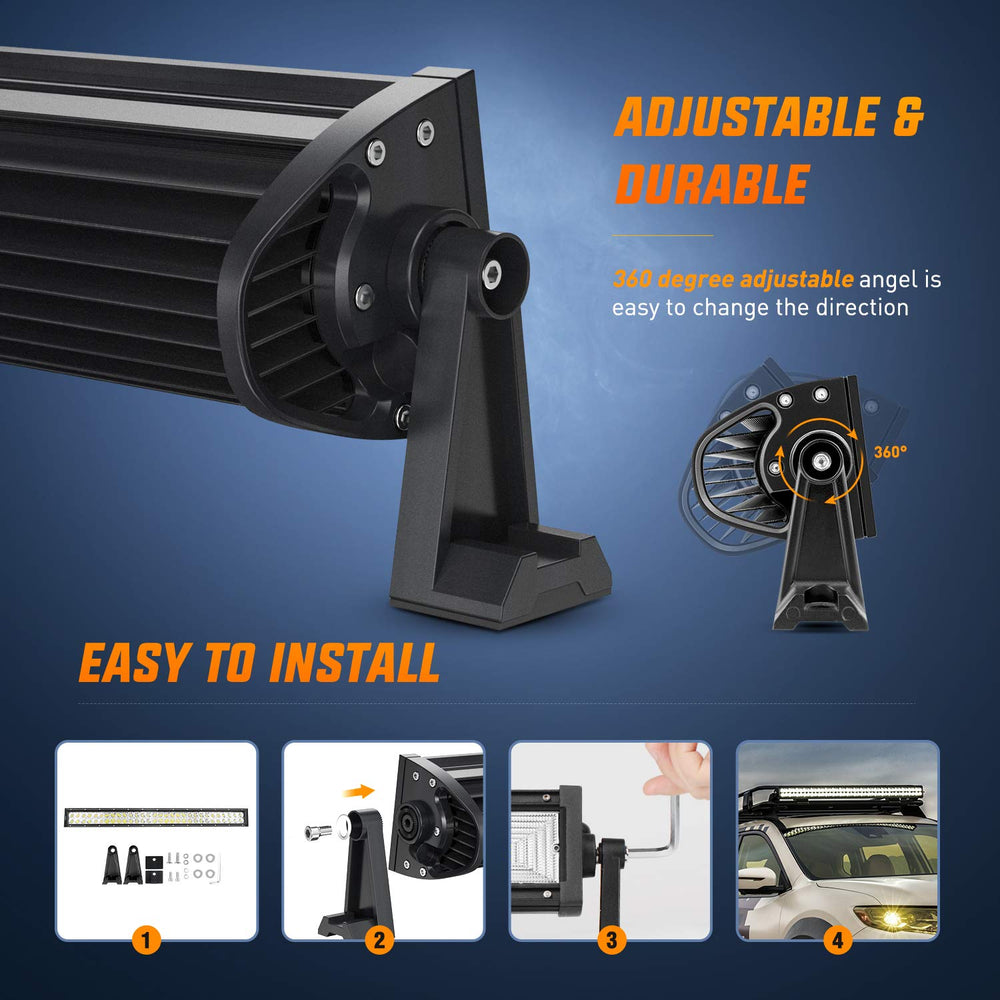 Nilight 18019C-A LED light bar 52inch off-road mounting setup ready for rugged trails