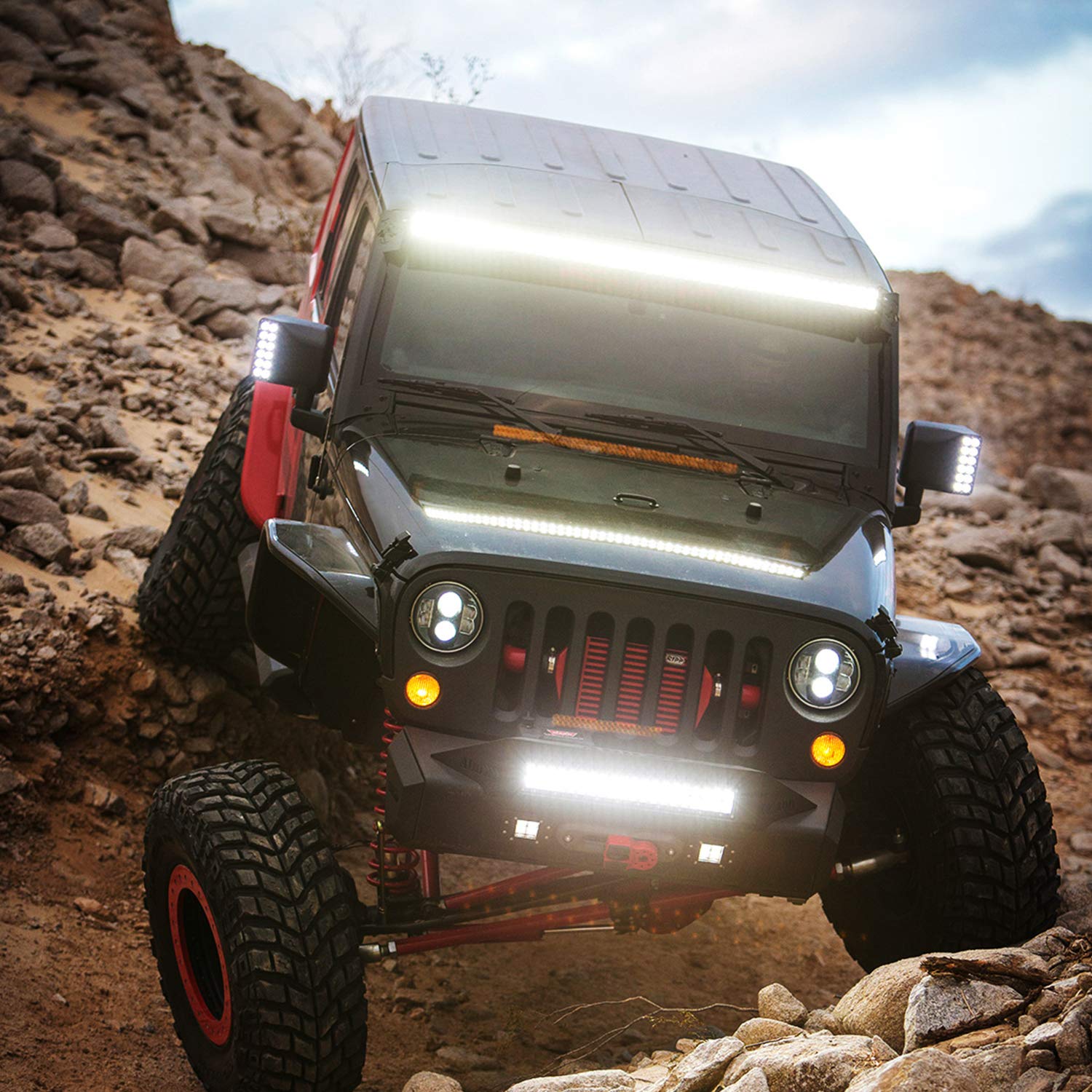 Nilight 18019C-A LED light bar 52inch side-mount bracket ensures stable setup on rough terrain