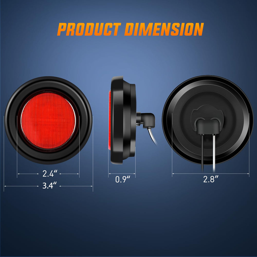 Nilight round marker light side view with red lens for trailers