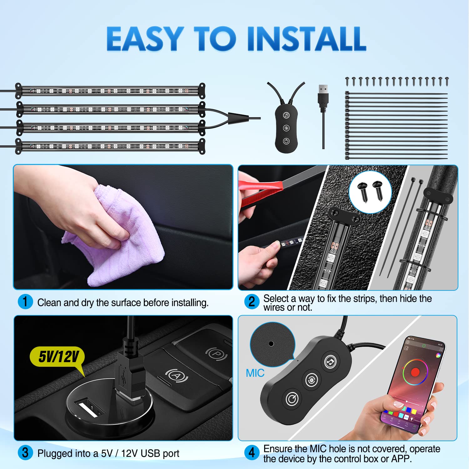 Nilight 2-line design simplifies installation and keeps cables tidy.