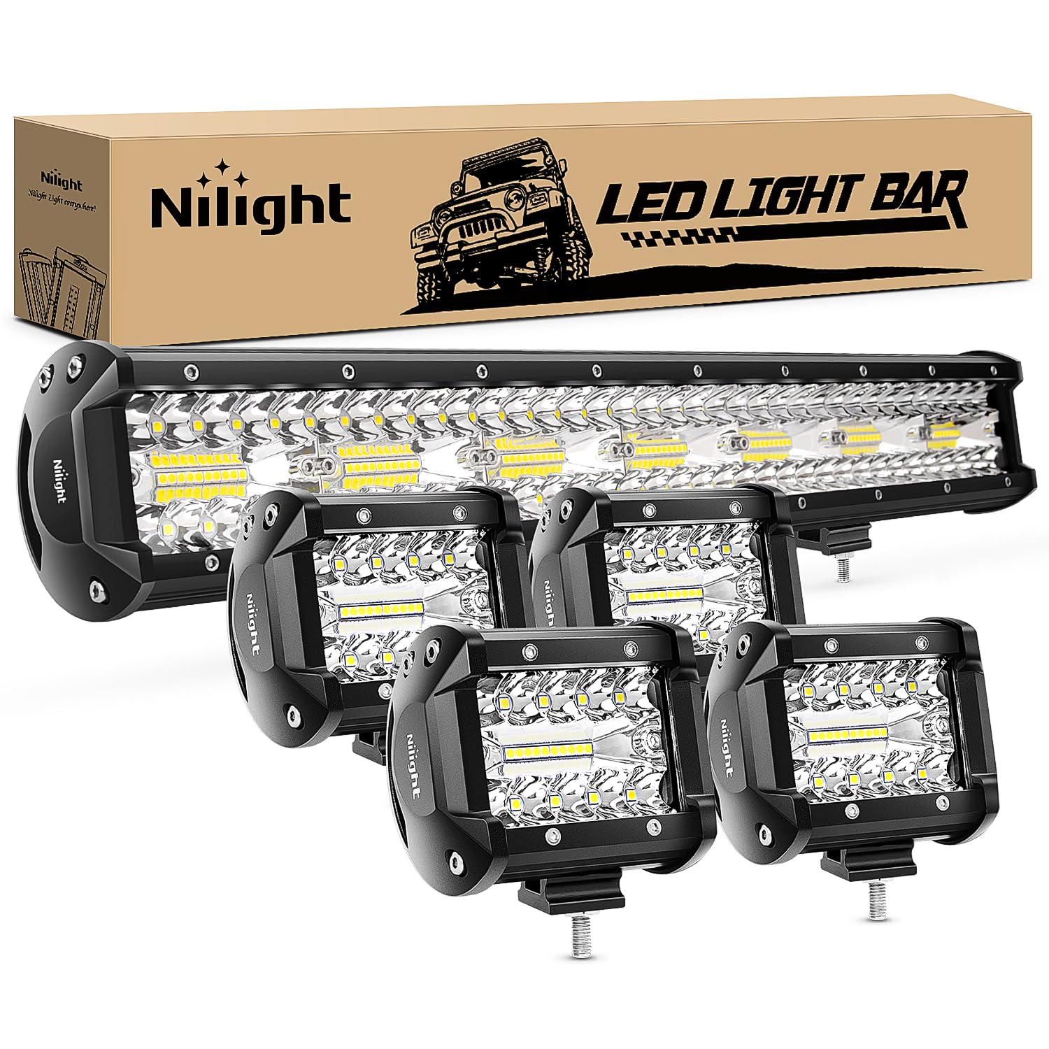 Nilight 20 inch 420W triple row LED light bar for enhanced off-road visibility.