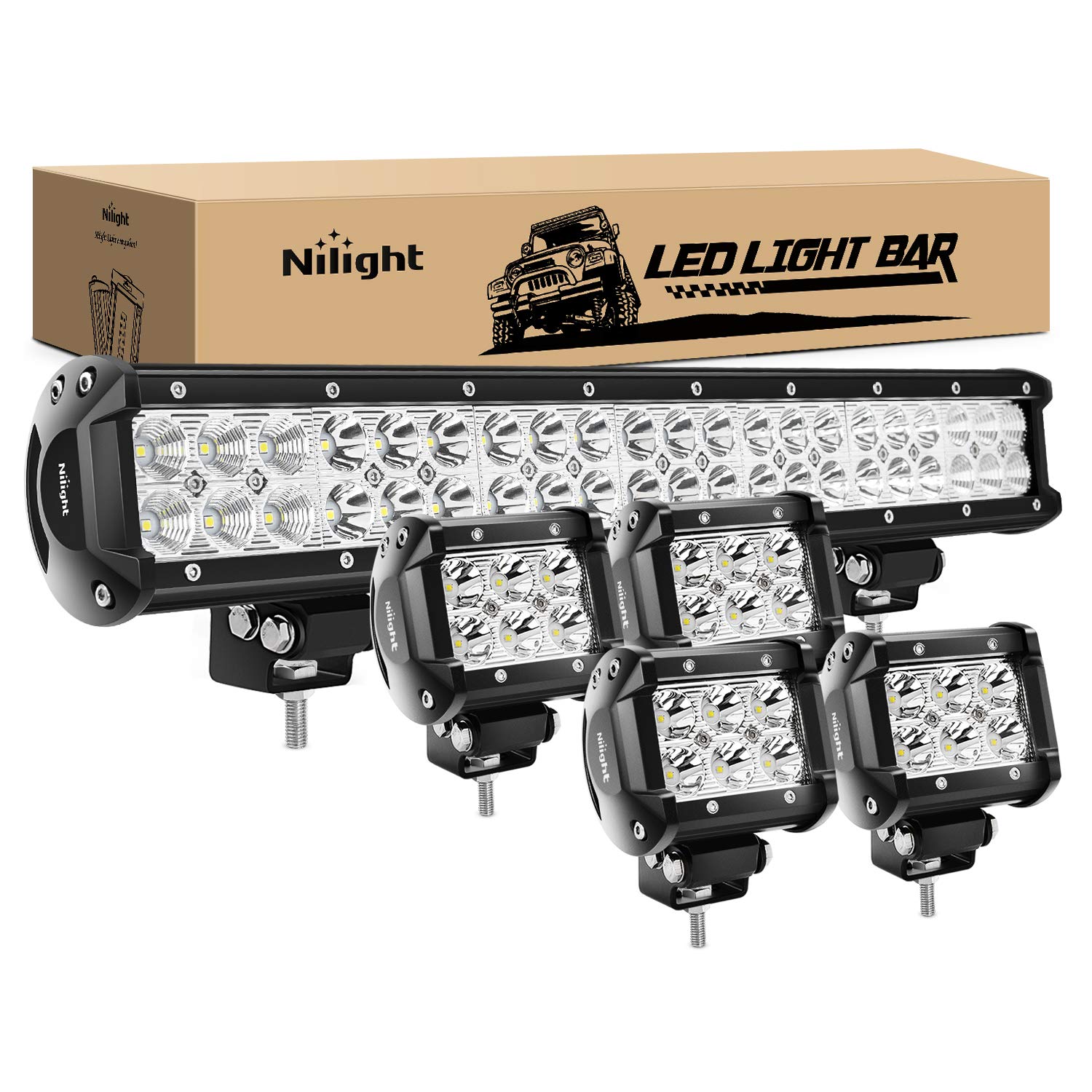 Nilight 20-inch light bar enhances wide-distance visibility for off-road trips.