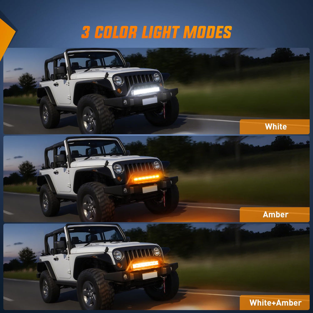 Nilight 20-inch beam comparison image shows strong spot and flood illumination benefits.