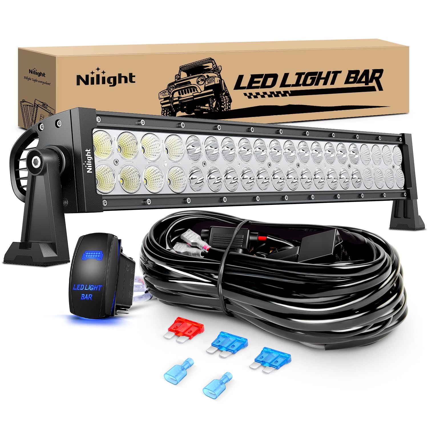 Nilight 22 inch 120W LED bar front view for off road visibility