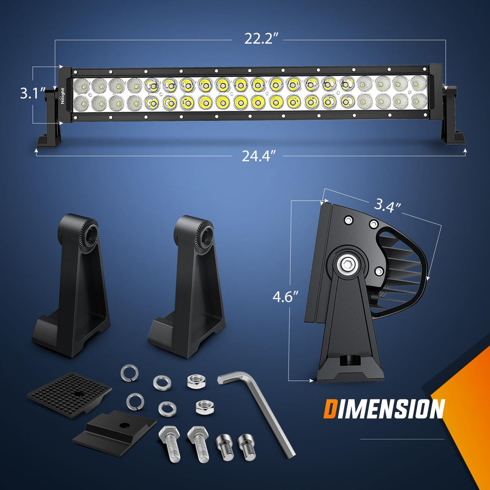 Nilight 22 inch LED bar with side mount bracket for rugged installation