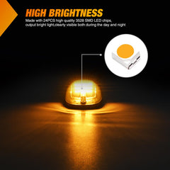 Nilight smoked amber lens on cab marker light resists weather.