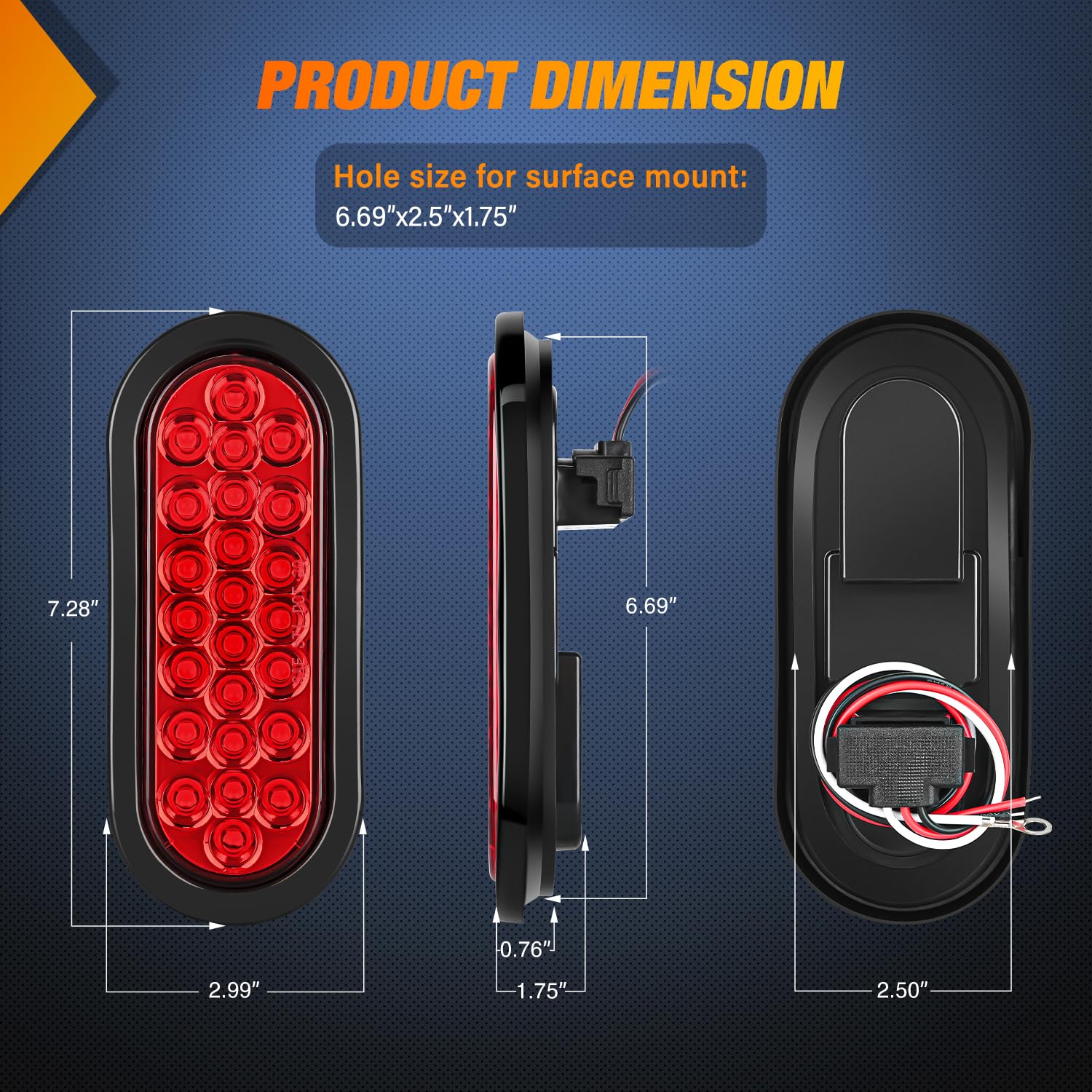 Nilight 24-LED red stop light provides high visibility signaling.