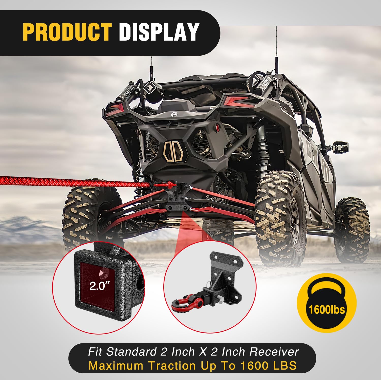 Nilight 2-inch receiver hitch for Can-Am Maverick X3 with straightforward bolt-on installation.