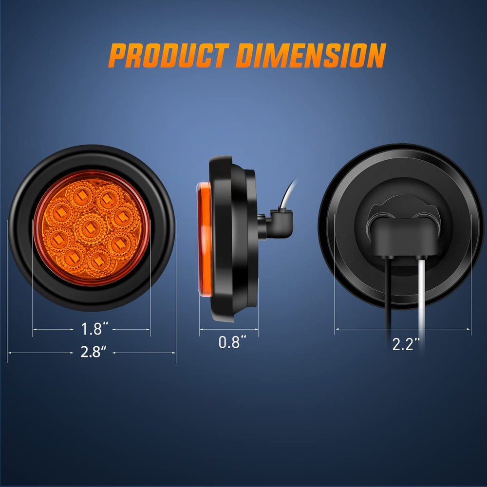 Nilight 2Inch Amber Marker Light side angle highlighting wide illumination