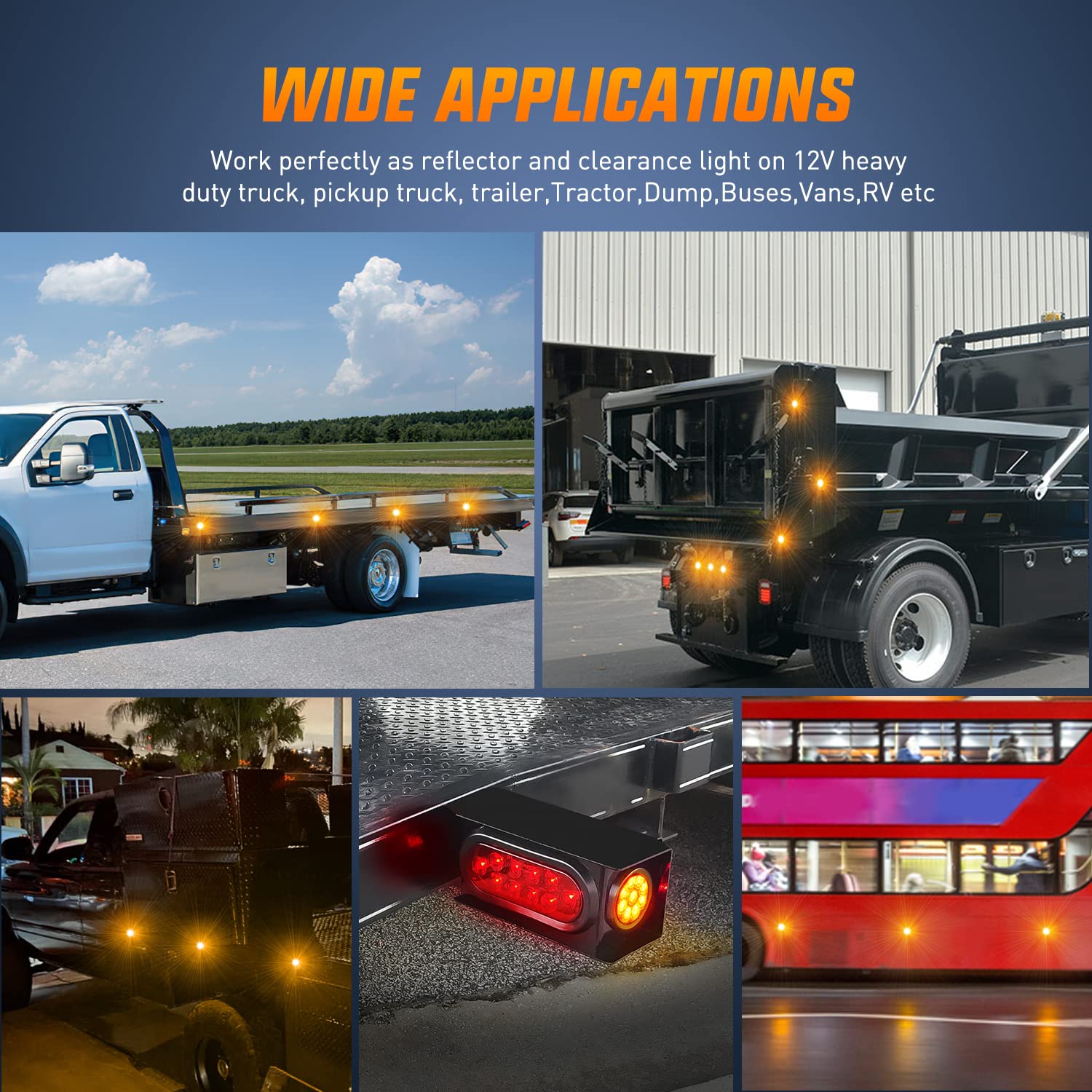 Nilight 2Inch amber marker light installed on a truck-trailer mount example