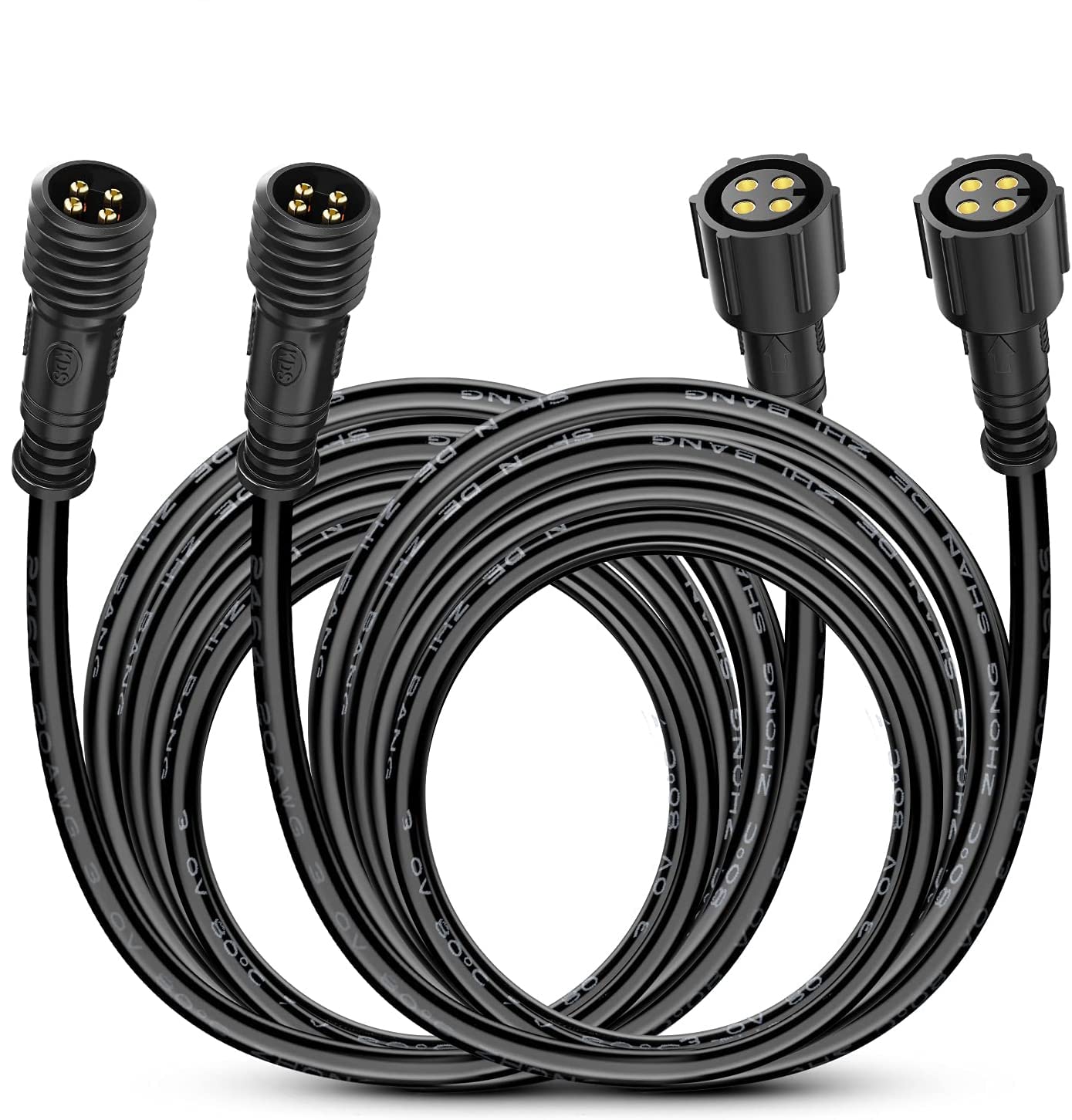 Nilight 2 pack 10ft 4 pin RGB extension wires for flexible rock light placement