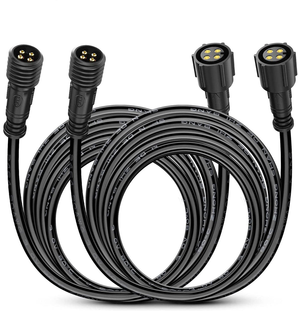 Nilight 2 pack 10ft 4 pin RGB extension wires for flexible rock light placement
