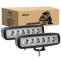 Nilight 2-pack 18W LED light bar front view for off-road visibility.