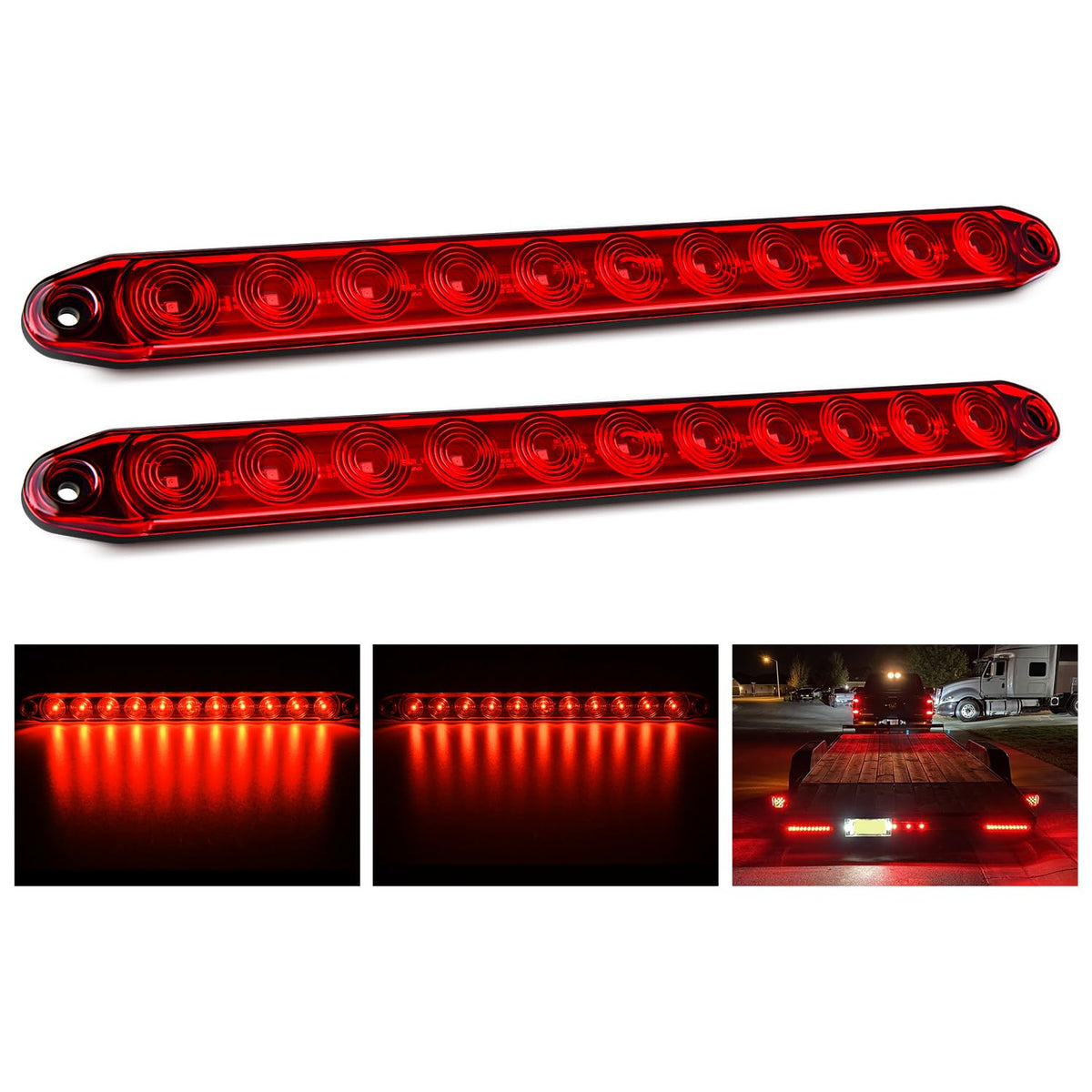 Nilight two-pack 16-inch LED trailer light bar clearly illuminates parking signals.
