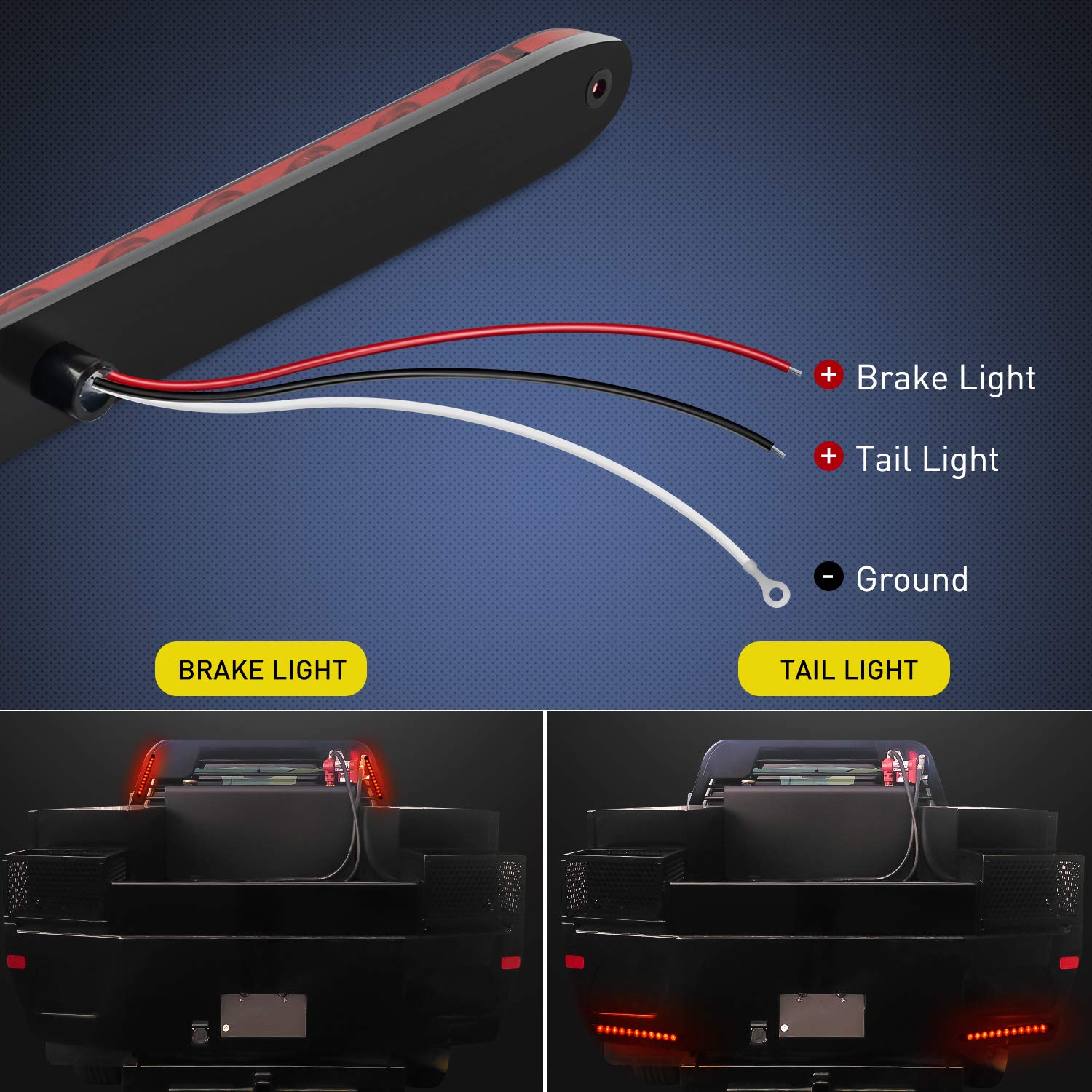 Nilight 16-inch LED trailer light bar provides tail light visibility at distance.