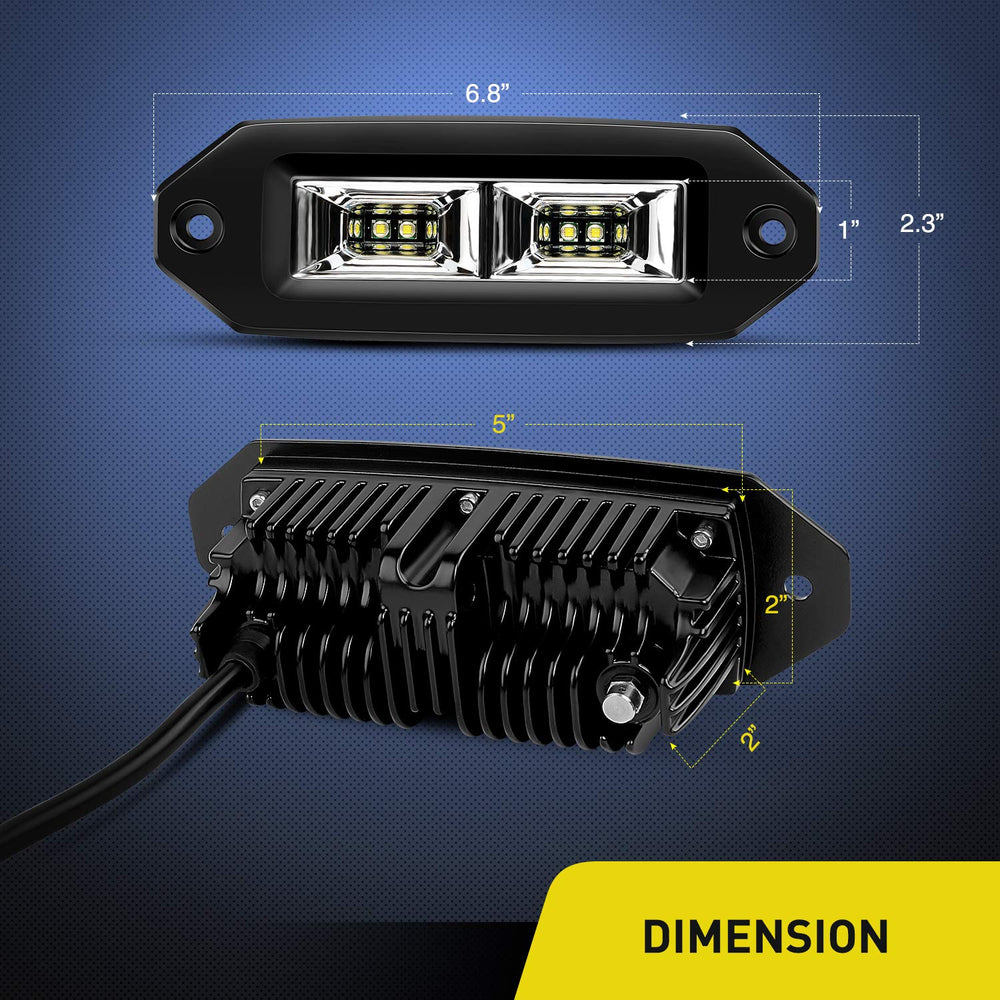 Nilight 2Pcs 40W flush-mount LED pods, side profile highlights compact, low-drag design.