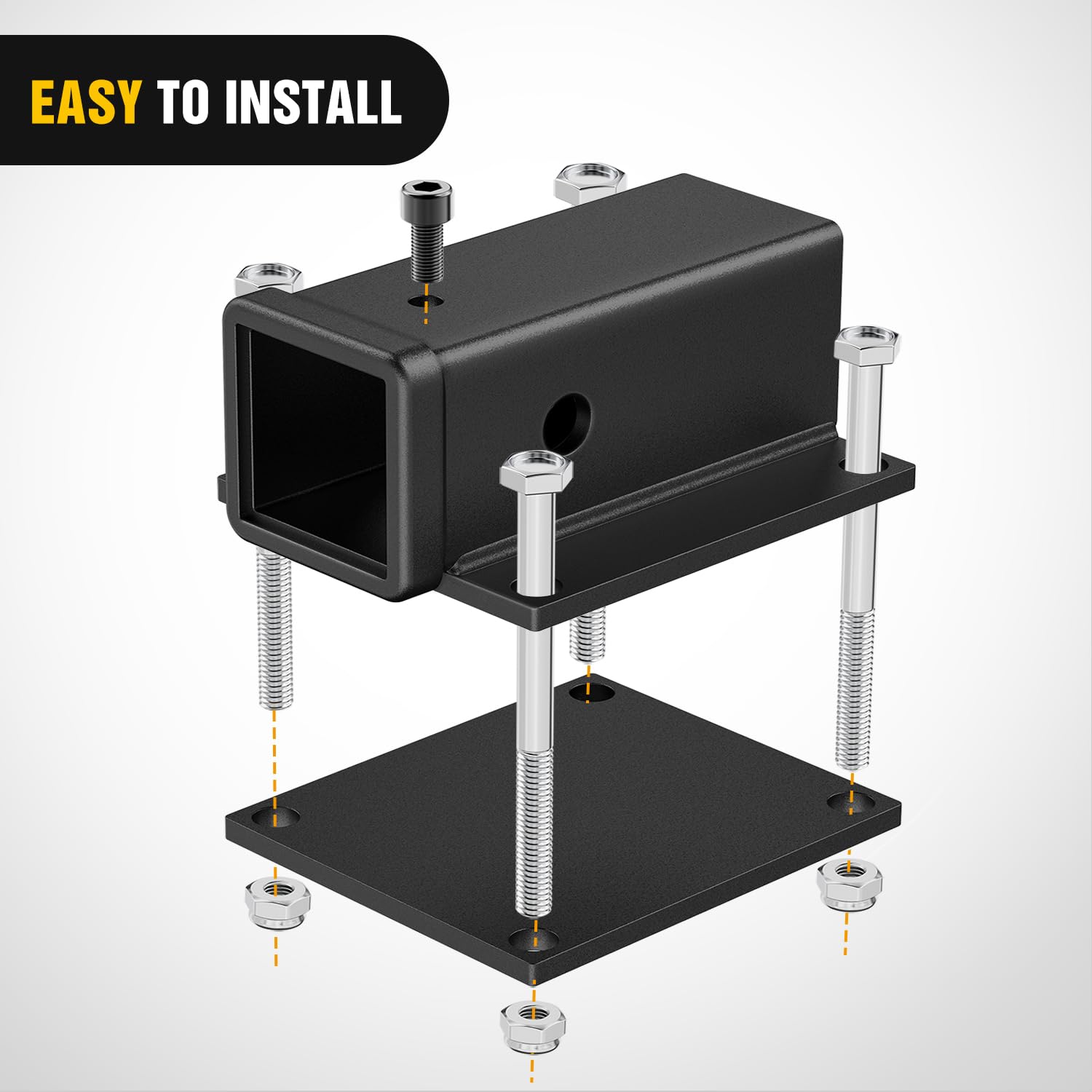 Nilight bumper receiver close-up on mounting surface.