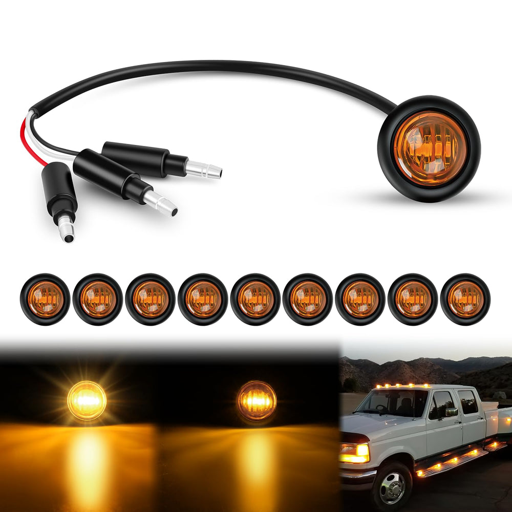 Nilight 3/4 inch round amber LED turn signal light for trailers with high visibility