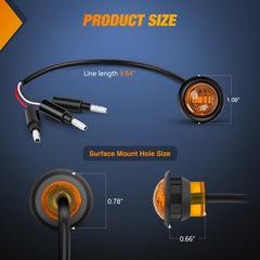 Nilight amber turn signal light, round LED, dual brightness for trucks